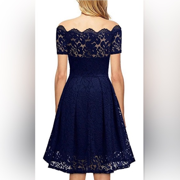 #011 MISSMAY Women's Vintage Floral Lace Short Sleeve Boat Neck Cocktail. - Picture 2 of 9